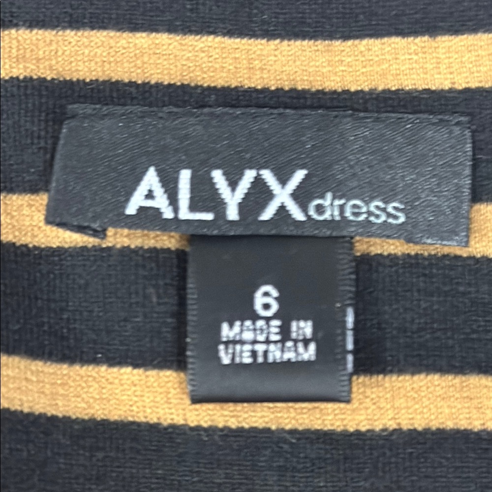 NWOT! Elegant Black and Tan Striped Dress - Picture 4 of 9